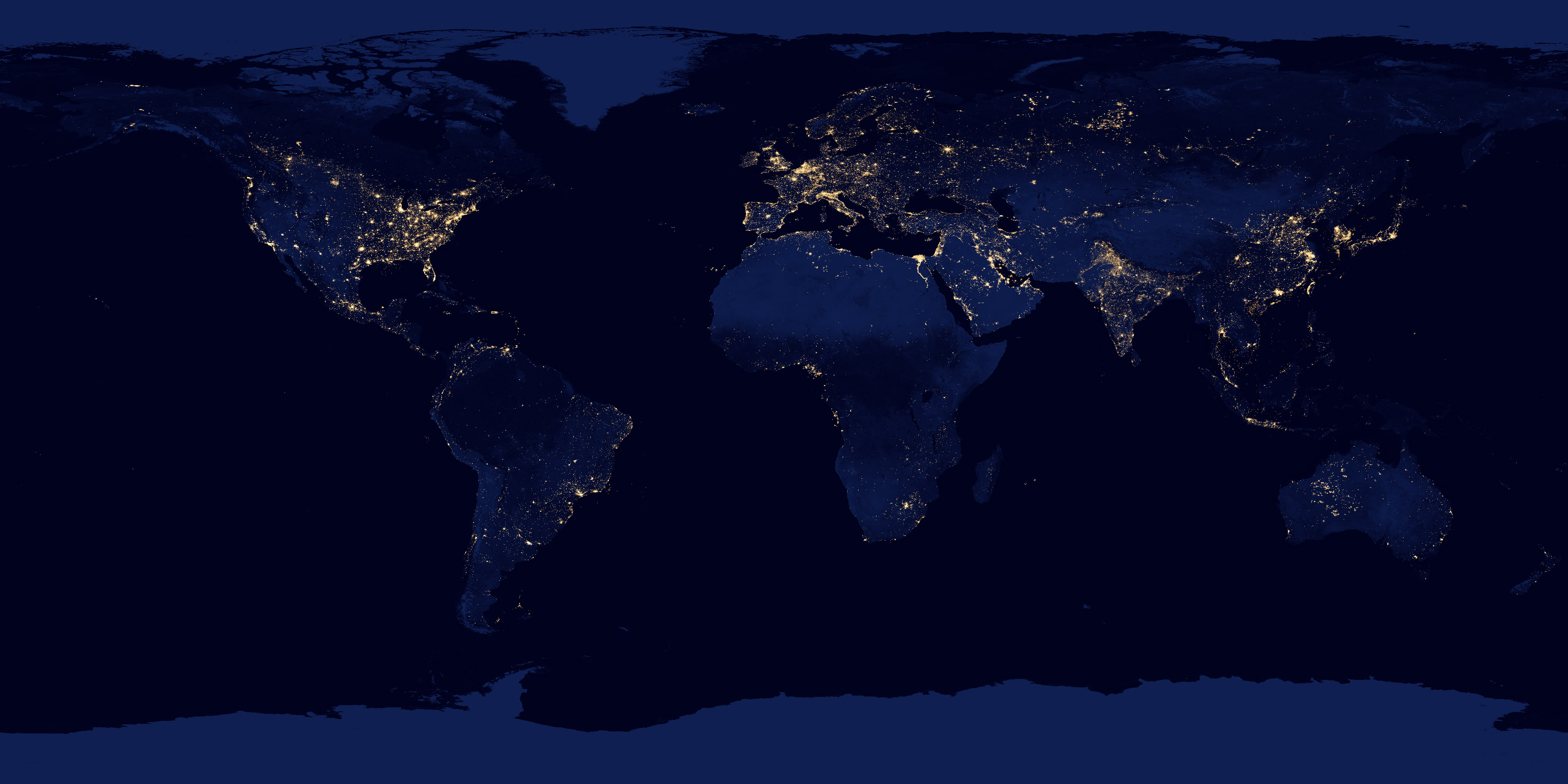 Tierra de noche — composición NASA Black Marble 2012
