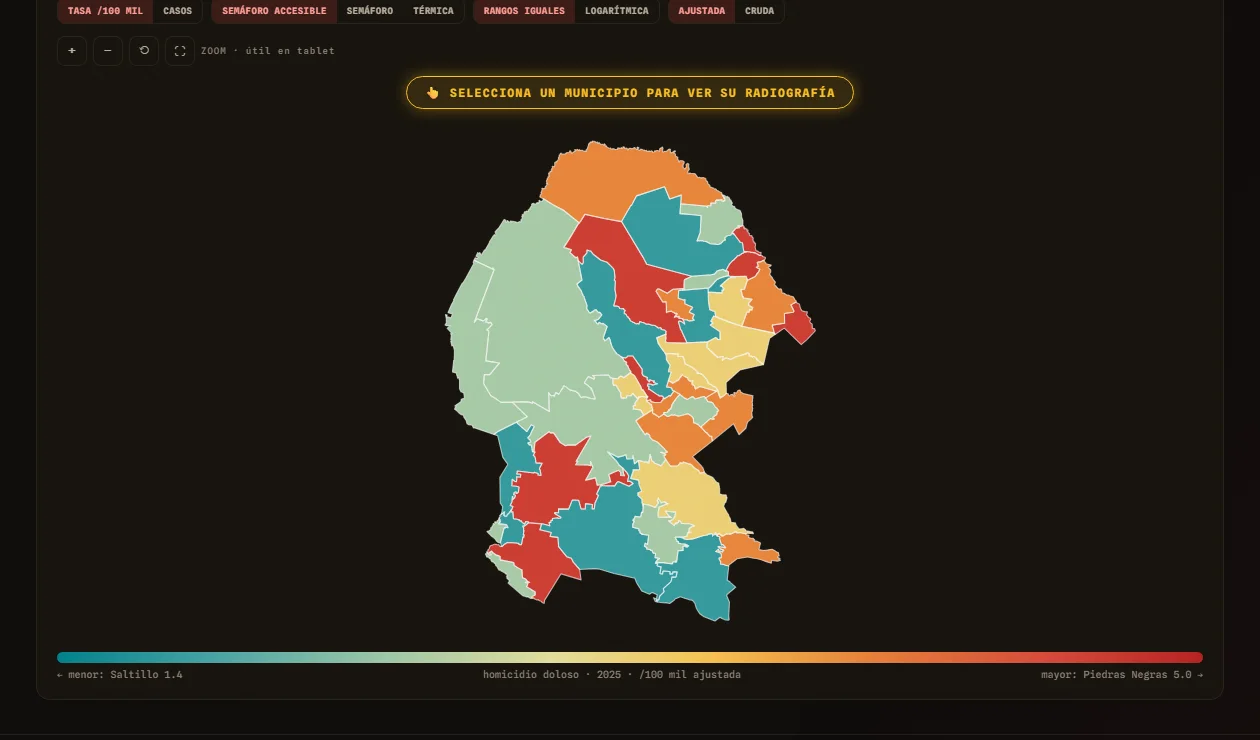 El mapa municipal sincronizado con el periodo del ranking